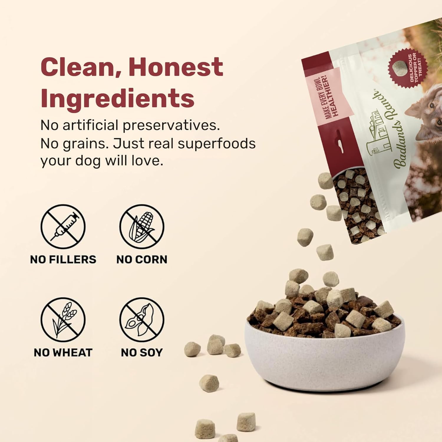 Badlands Ranch dog treats shown as a training reward