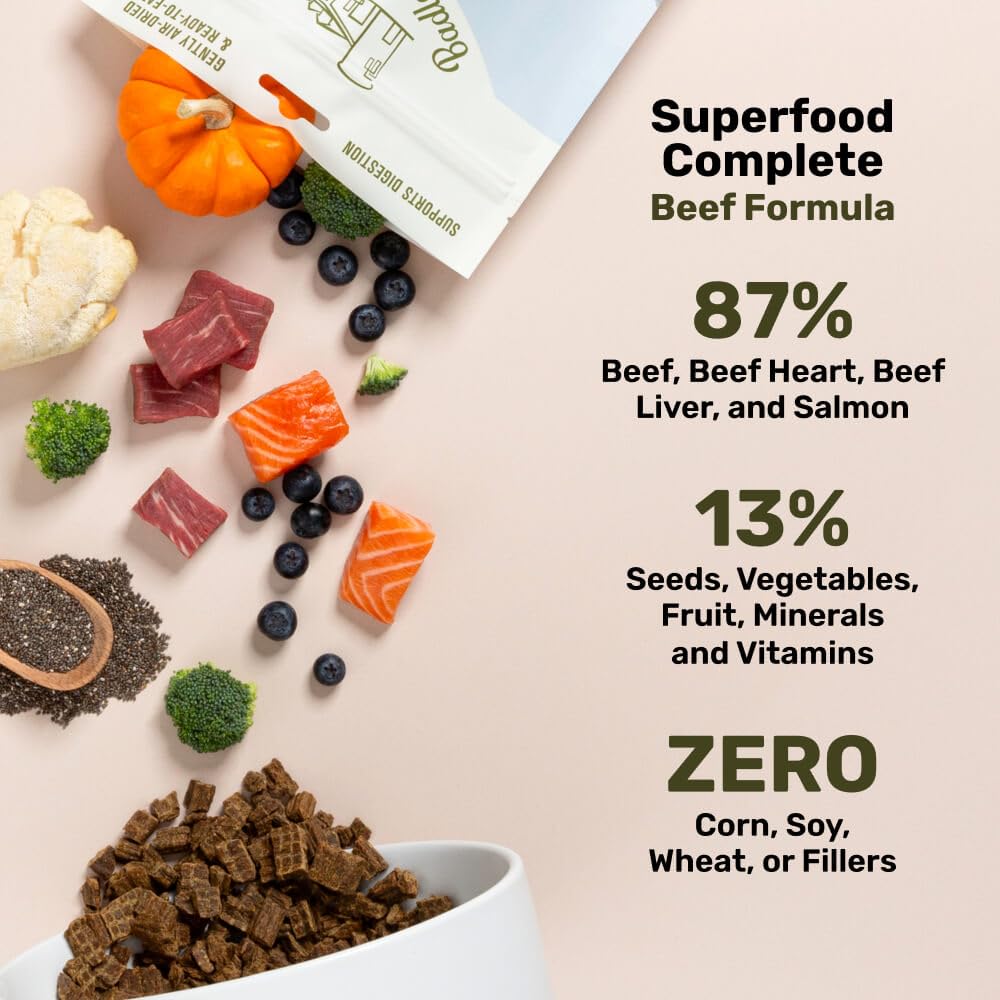 BADLANDS RANCH seeds-vegetables-fruits blend close-up shows balanced daily nutrition.