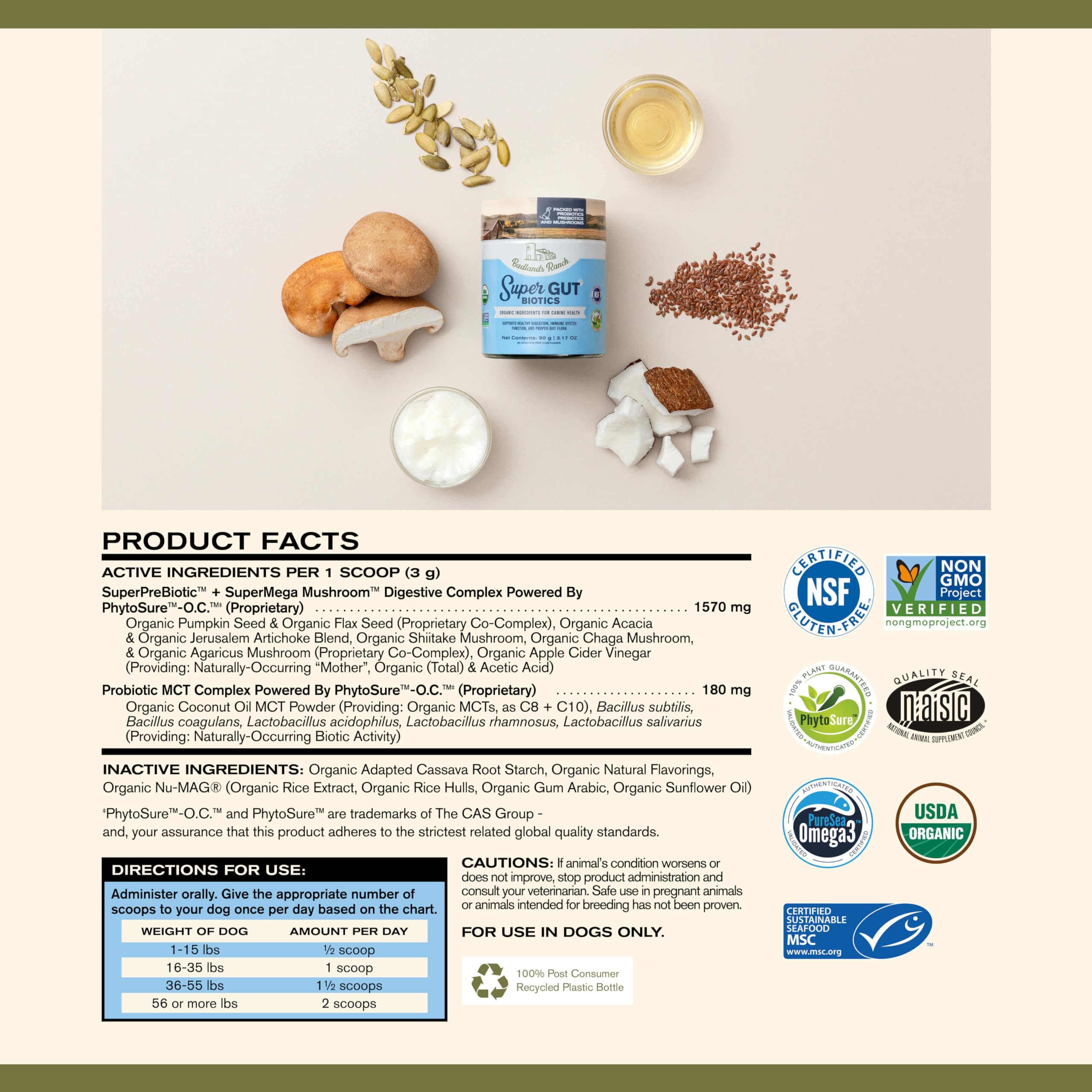 Badlands Ranch Super Gut Biotics probiotic blend capsules support balanced gut flora.