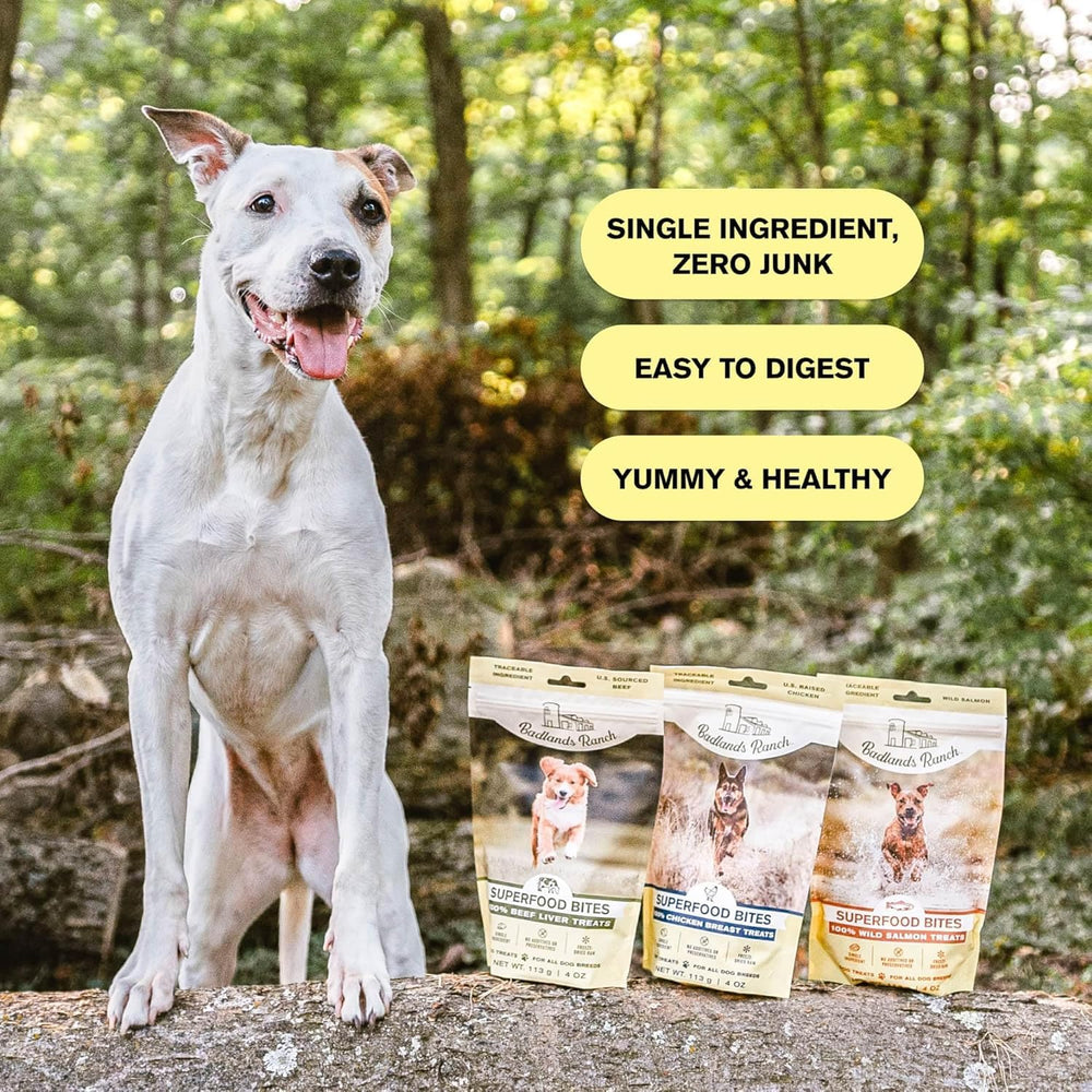 Badlands Ranch Superfood Bite single-ingredient label communicates simple, clean ingredients.
