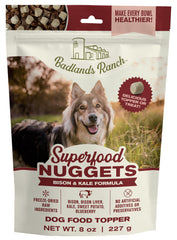 Badlands Ranch Superfood Nuggets bag with Bison & Kale formula for daily meals