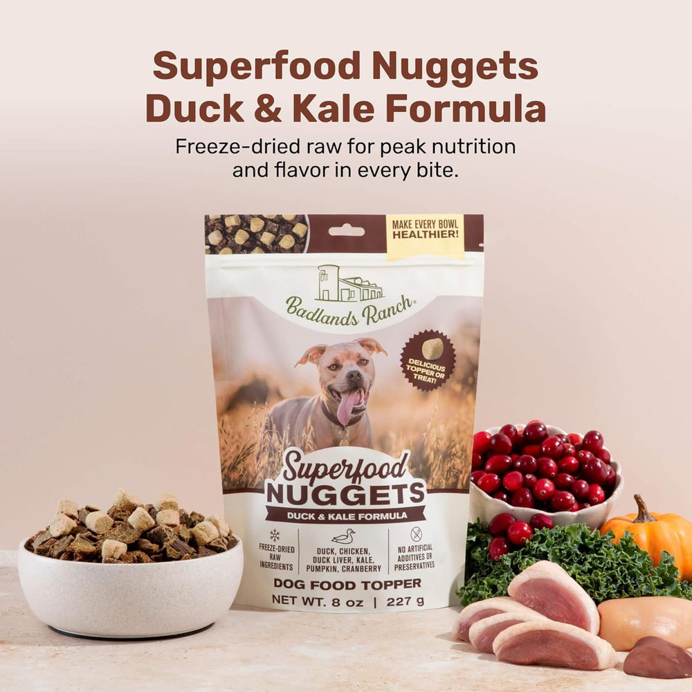 Freeze-dried BADLANDS RANCH Superfood Nuggets preserved nutrients for dogs