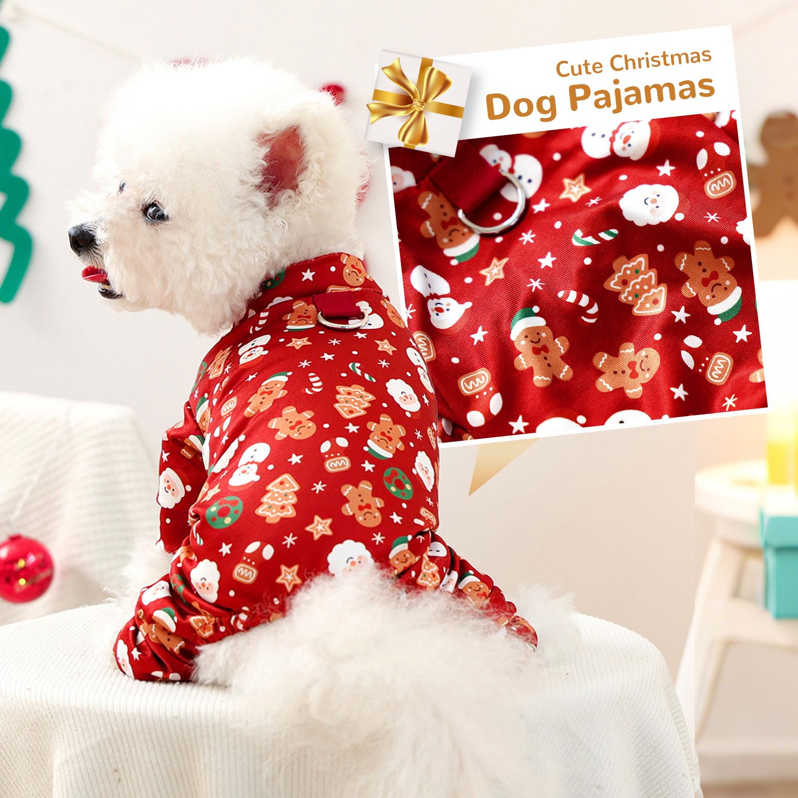 BAEJMJK dog pajamas with D-ring back for safe leash walks
