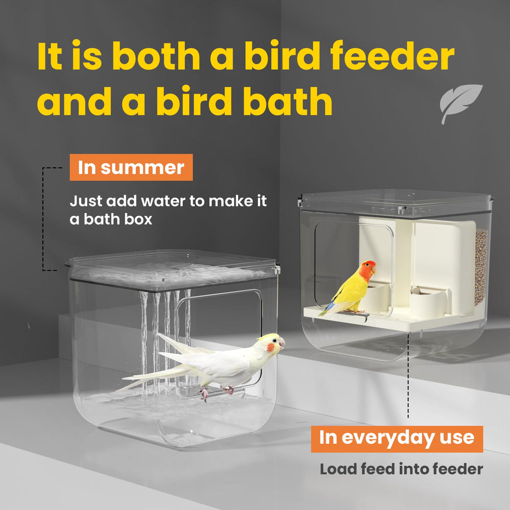 BAGHPBM No Mess Automatic Bird Feeder built-in bird bath function offers refreshing showers