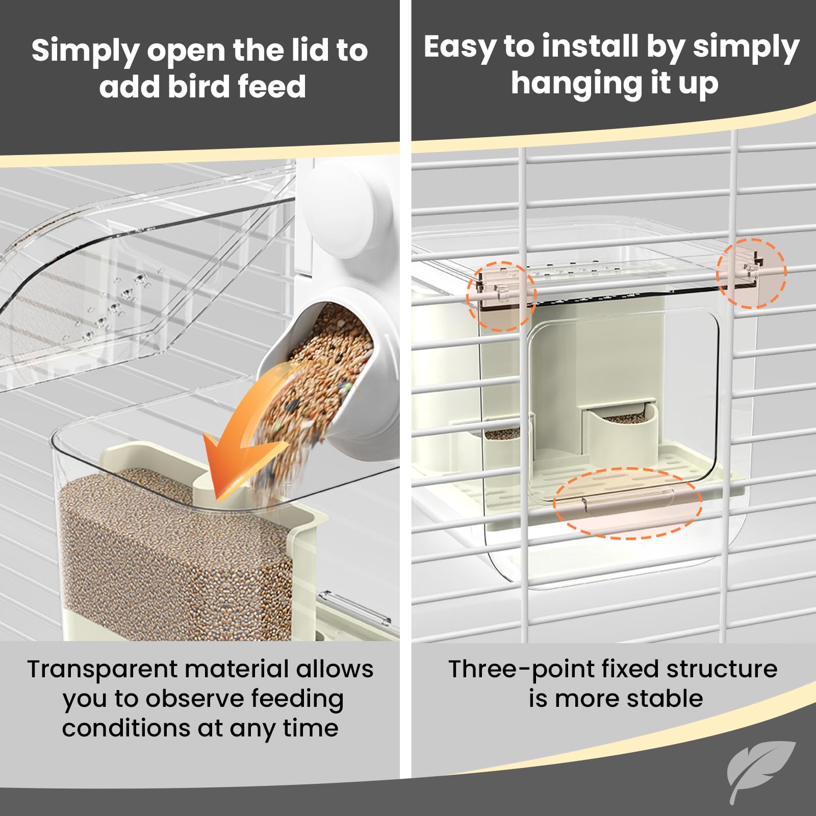 BAGHPBM No Mess Automatic Bird Feeder two feeding positions reduce mess during busy times