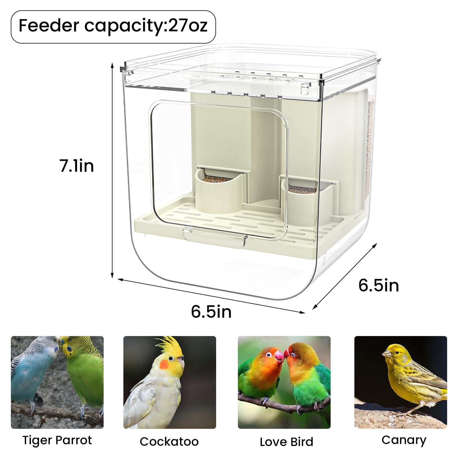 BAGHPBM No Mess Automatic Bird Feeder versatile for budgies canaries cockatiels and lovebirds
