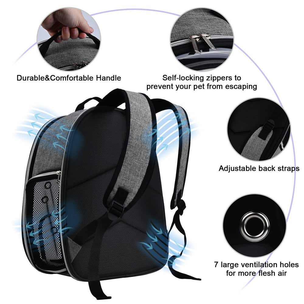 BAGLHER cat backpack bubble ventilation holes keep air circulating on trips