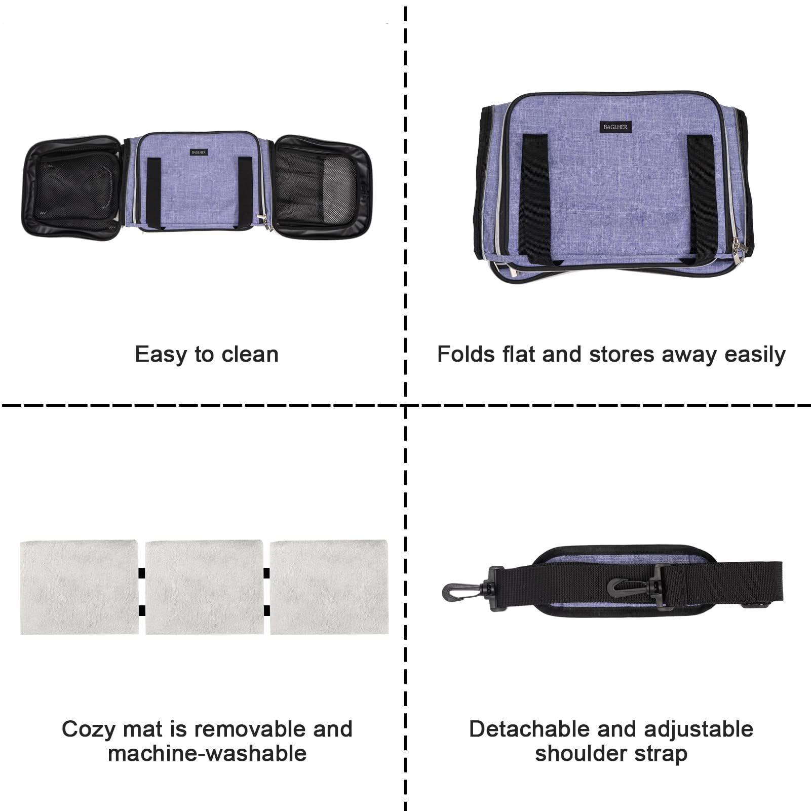BAGLHER cat carrier dimensions-closed shows compact storage for trips.