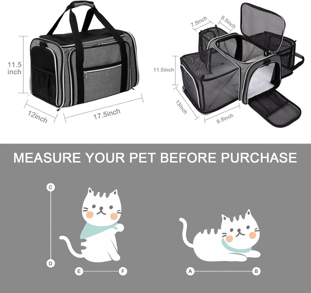 BAGLHER cat carrier expandable 3-sides demonstrates extra space for comfortable movement.