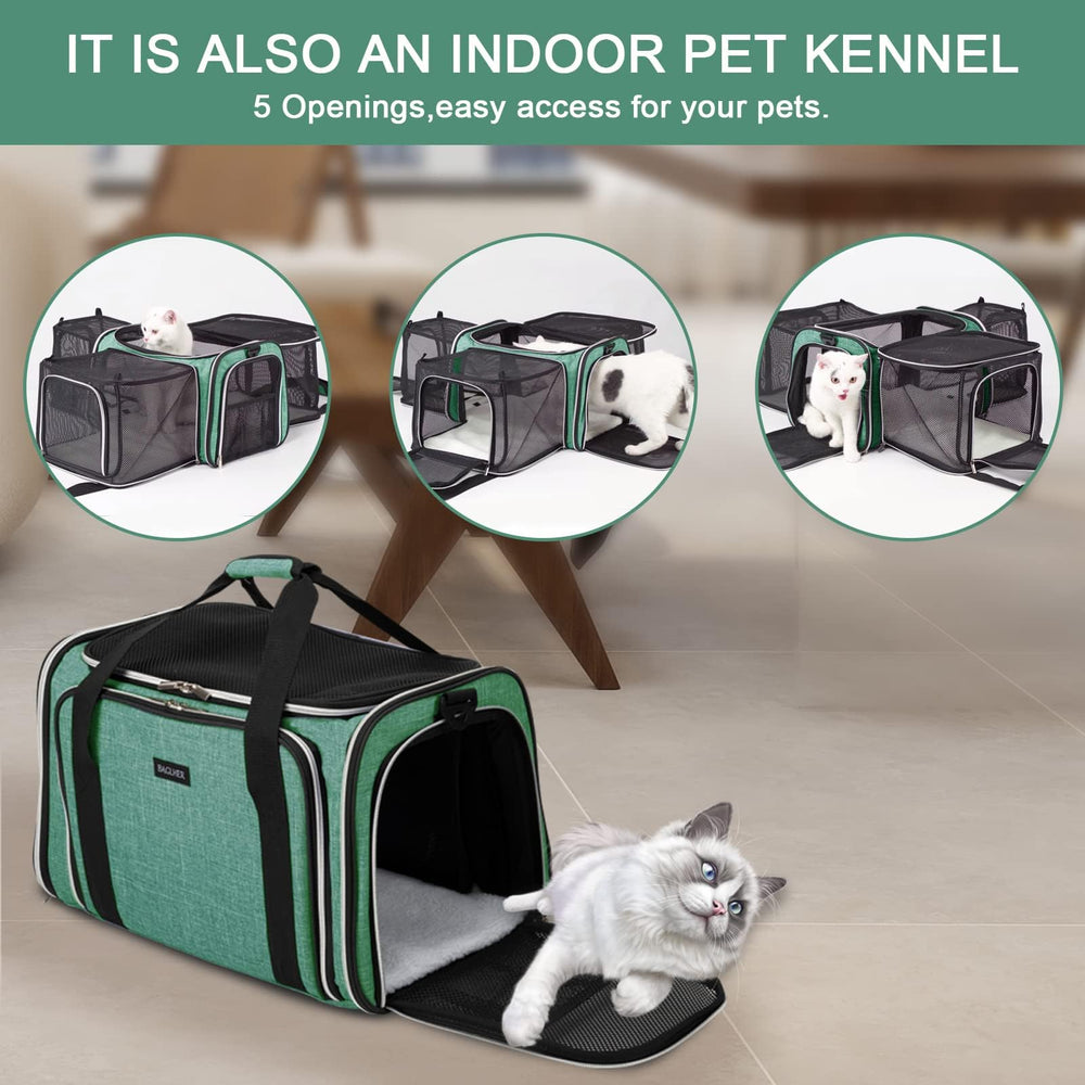 BAGLHER cat carrier expandable on 3 sides for extra space during travel