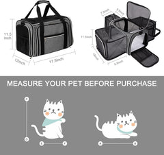 BAGLHER cat carrier expandable 3-sides demonstrates extra space for comfortable movement.