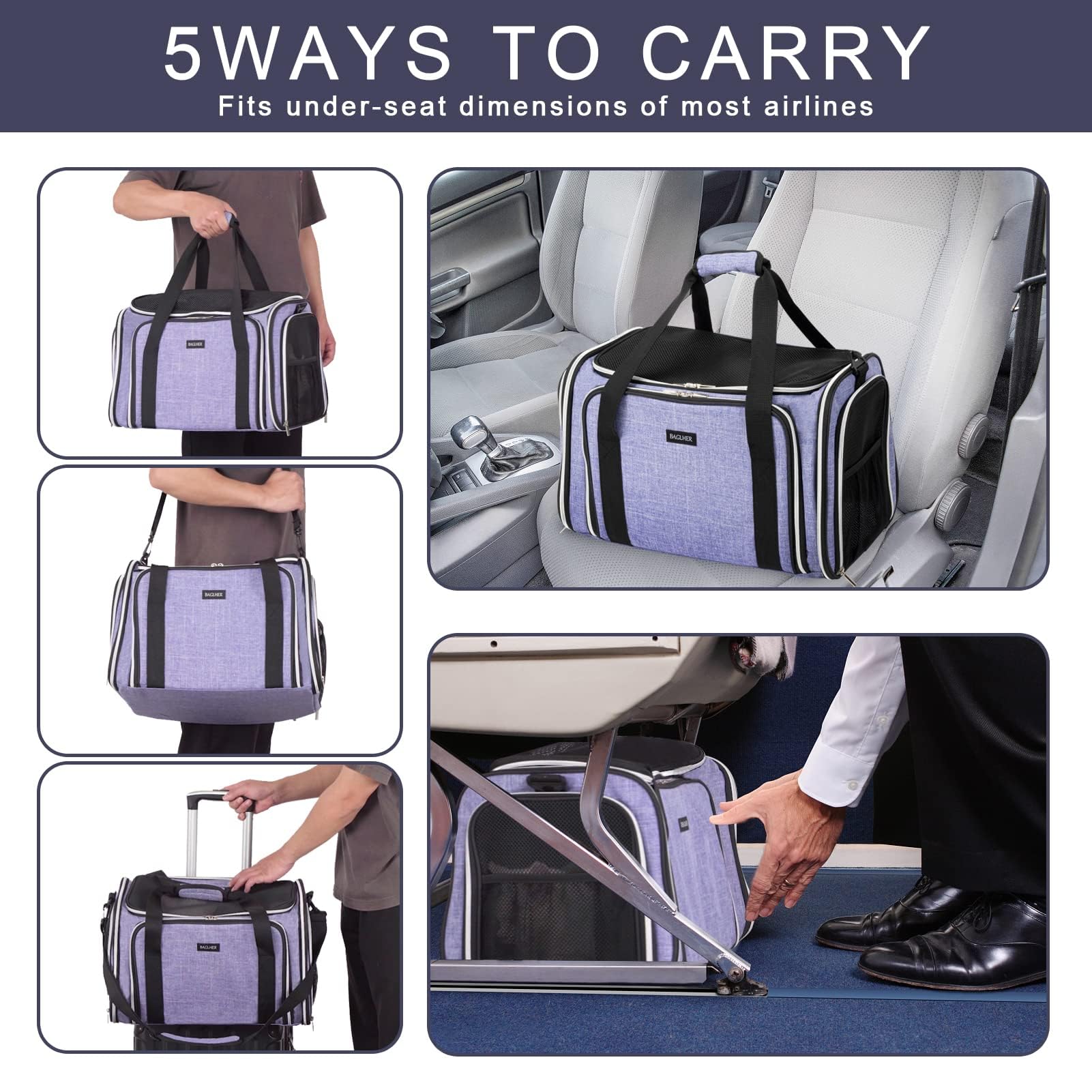 BAGLHER cat carrier multiple-carry-ways offers handheld or shoulder carry for convenient travel.