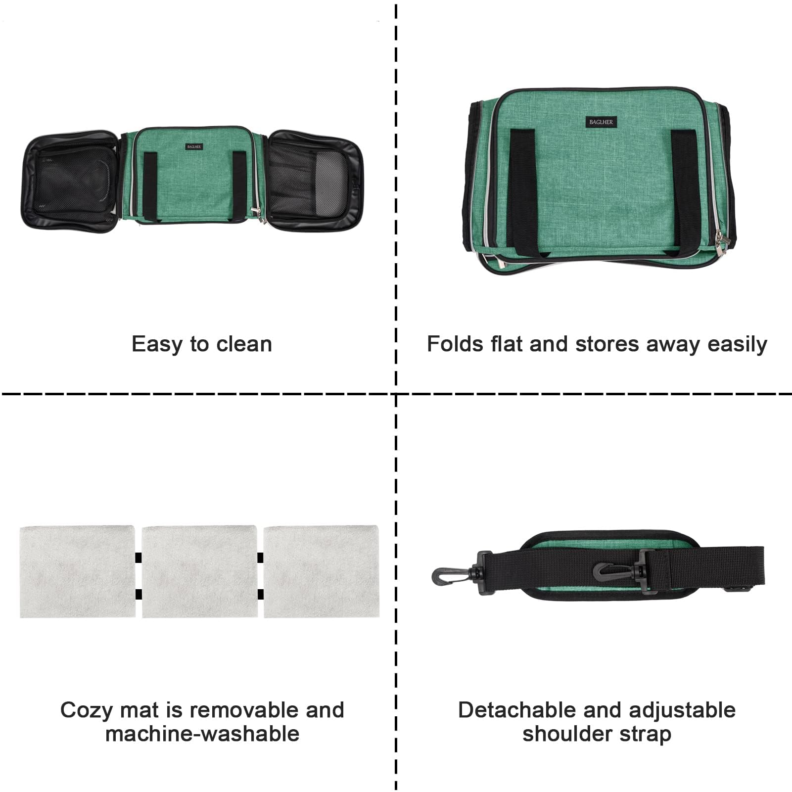 BAGLHER cat carrier removable pads for easy cleaning and plush comfort