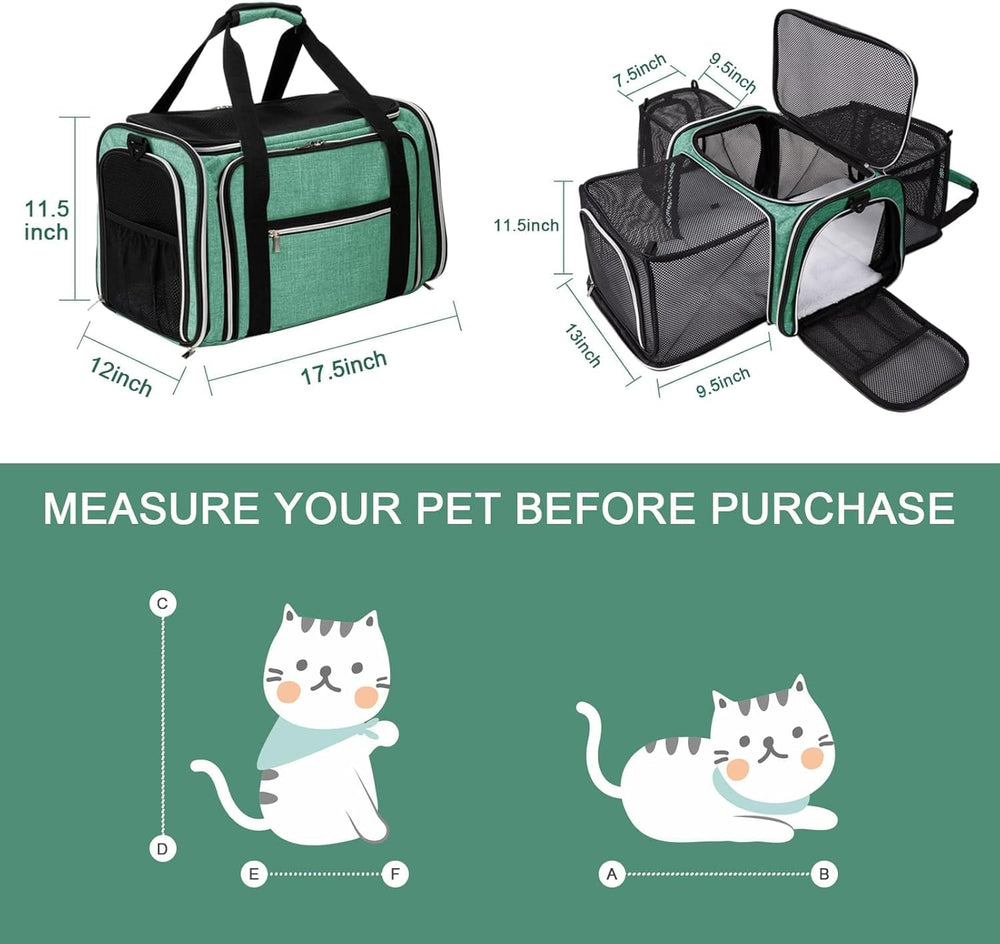 BAGLHER cat carrier soft-side with 5-sides open doors for easy access