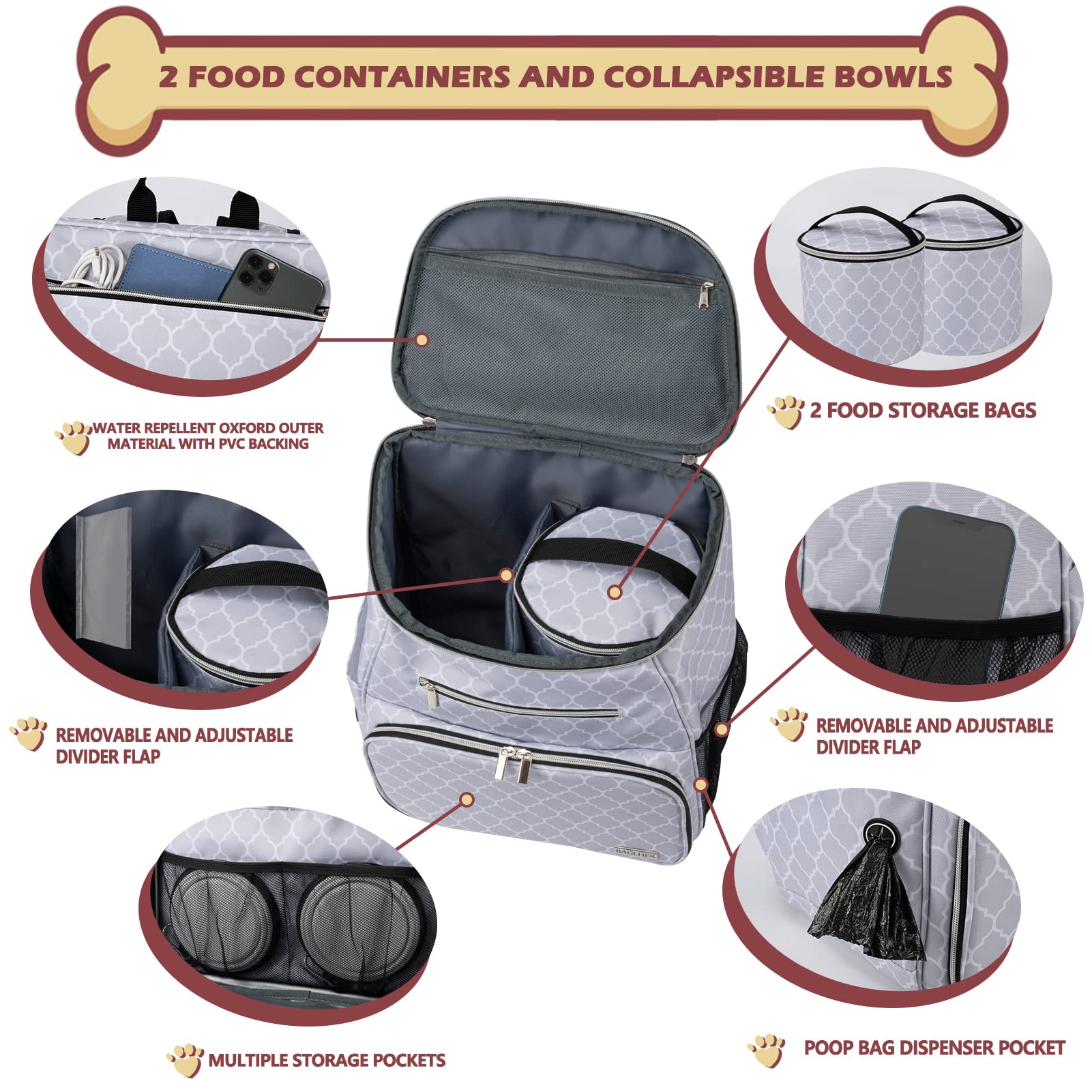 BAGLHER dog travel backpack with adjustable strap reduces load during hikes.