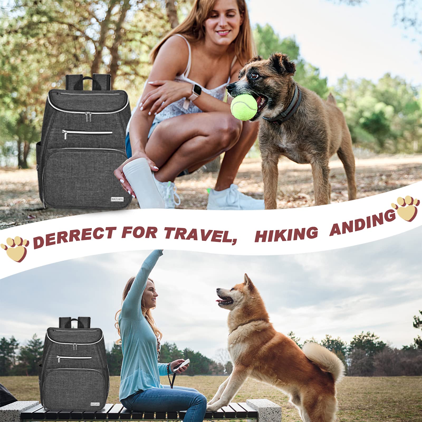 BAGLHER dog travel backpack garbage bag dispenser aids quick cleanups