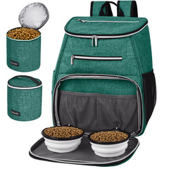 BAGLHER dog travel backpack green front view, durable and weather-resistant for outdoor trips.