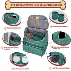 BAGLHER dog travel backpack green side pocket detail for organized hiking gear.