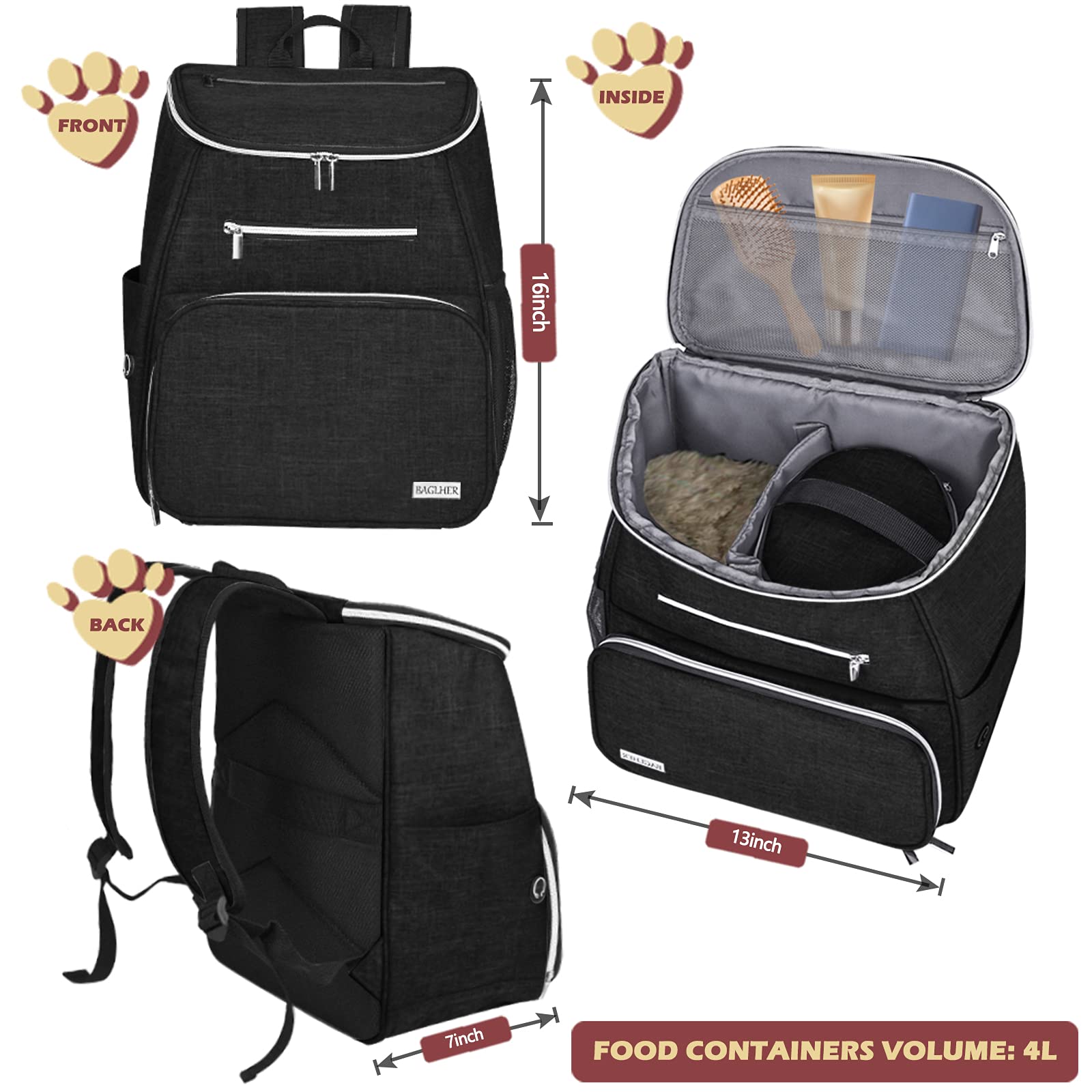 BAGLHER bag interior with compartments for organized travel essentials