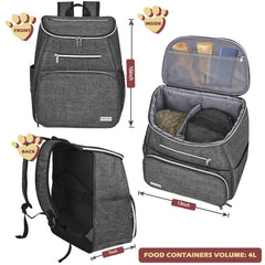 BAGLHER dog travel backpack insulated food basket keeps meals tidy during trips