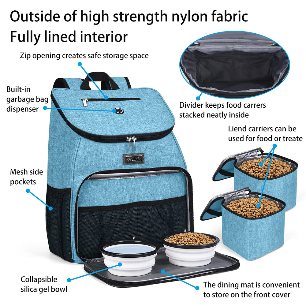 BAGLHER dog travel bag feeding pad front pocket for quick meals