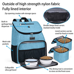 BAGLHER dog travel bag feeding pad front pocket for quick meals