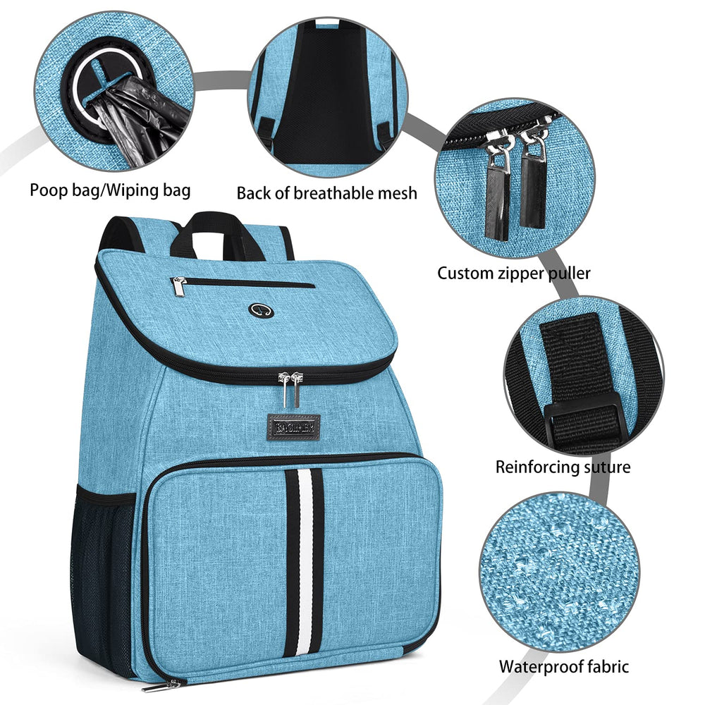 BAGLHER dog travel bag side mesh pocket for towels and essentials