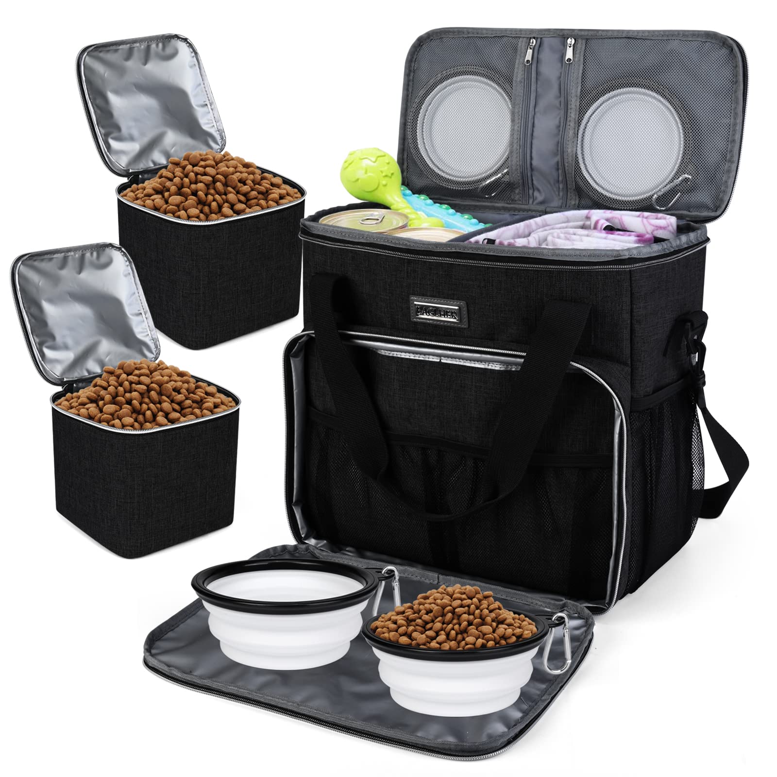 BAGLHER dog travel bag top view shows rugged design for organized pet gear