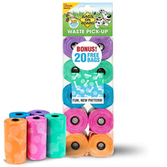 Bags on Board dispensers compatible with patterned bags for quick grab-and-go cleanup.