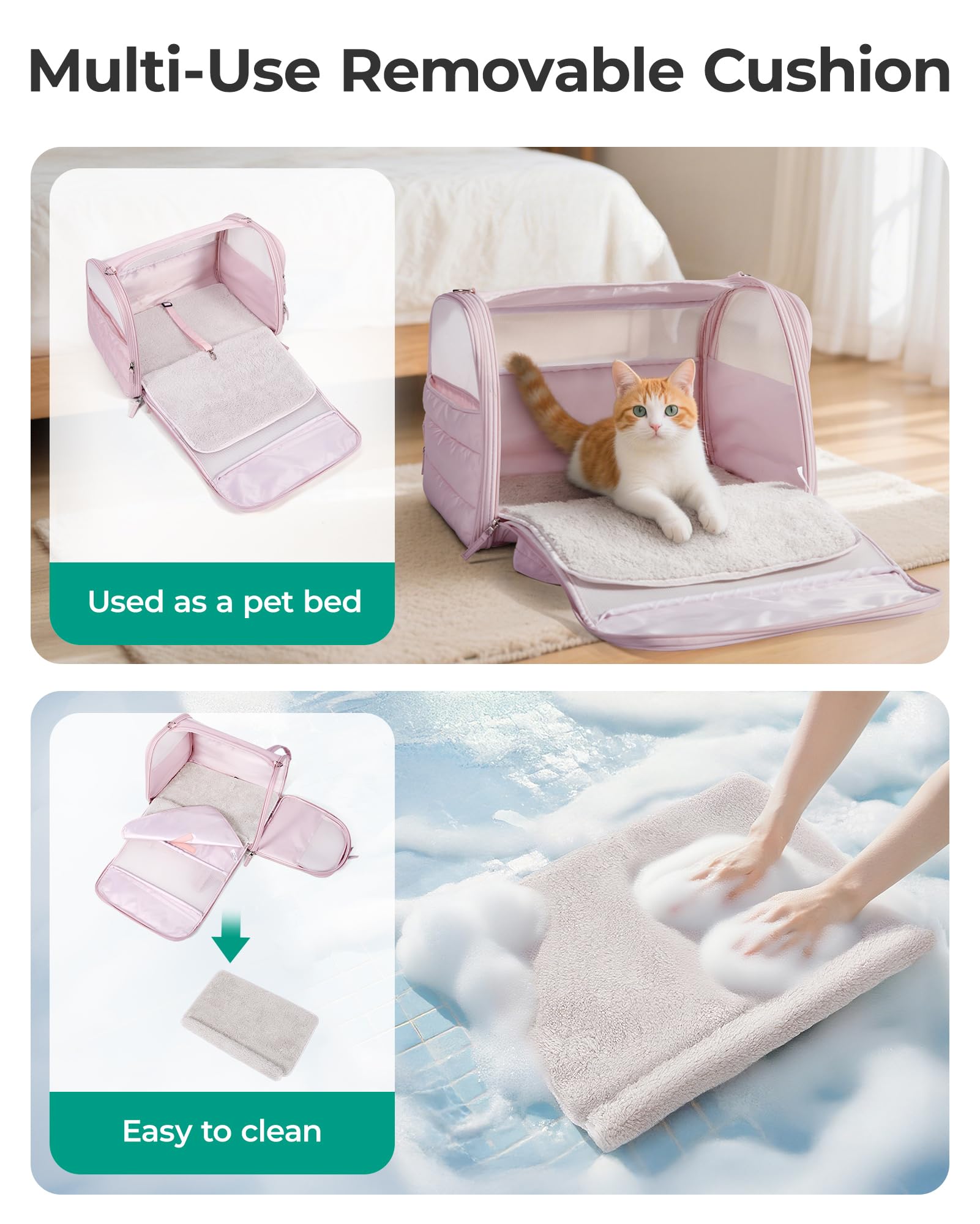 BAGSMART Cat Carrier cabin-friendly design suits airline travel.