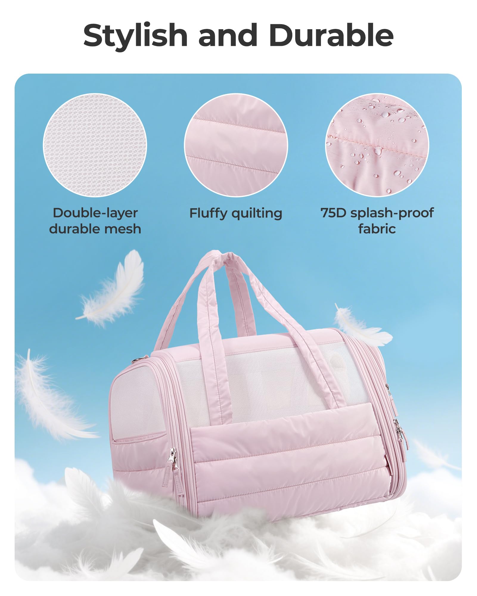 BAGSMART Cat Carrier removable pad provides indoor comfort.