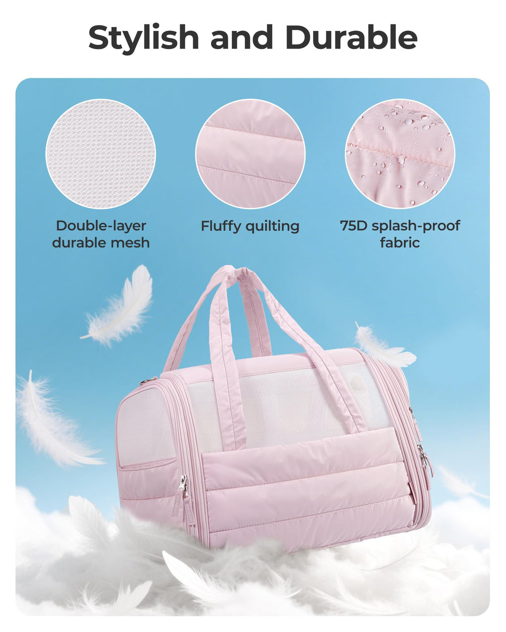 BAGSMART Cat Carrier removable pad provides indoor comfort.