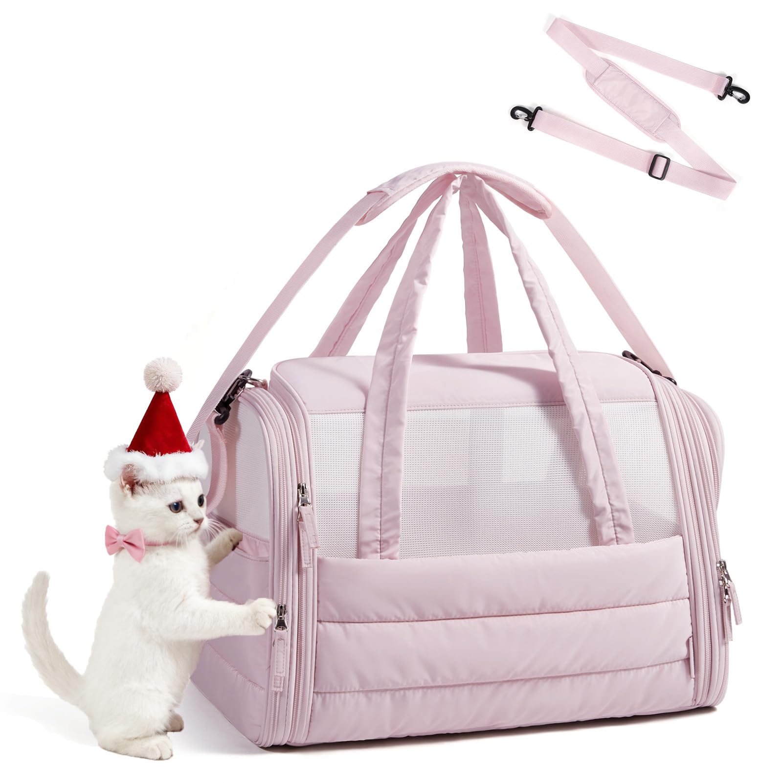 BAGSMART Cat Carrier front view cabin-ready design for comfortable travel.