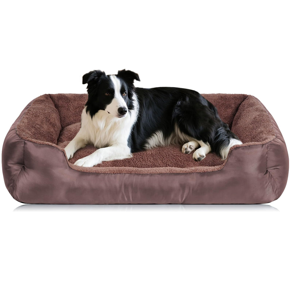 BAILARY dog bed with four-sided bolsters provides secure, cozy comfort for medium-sized dogs.