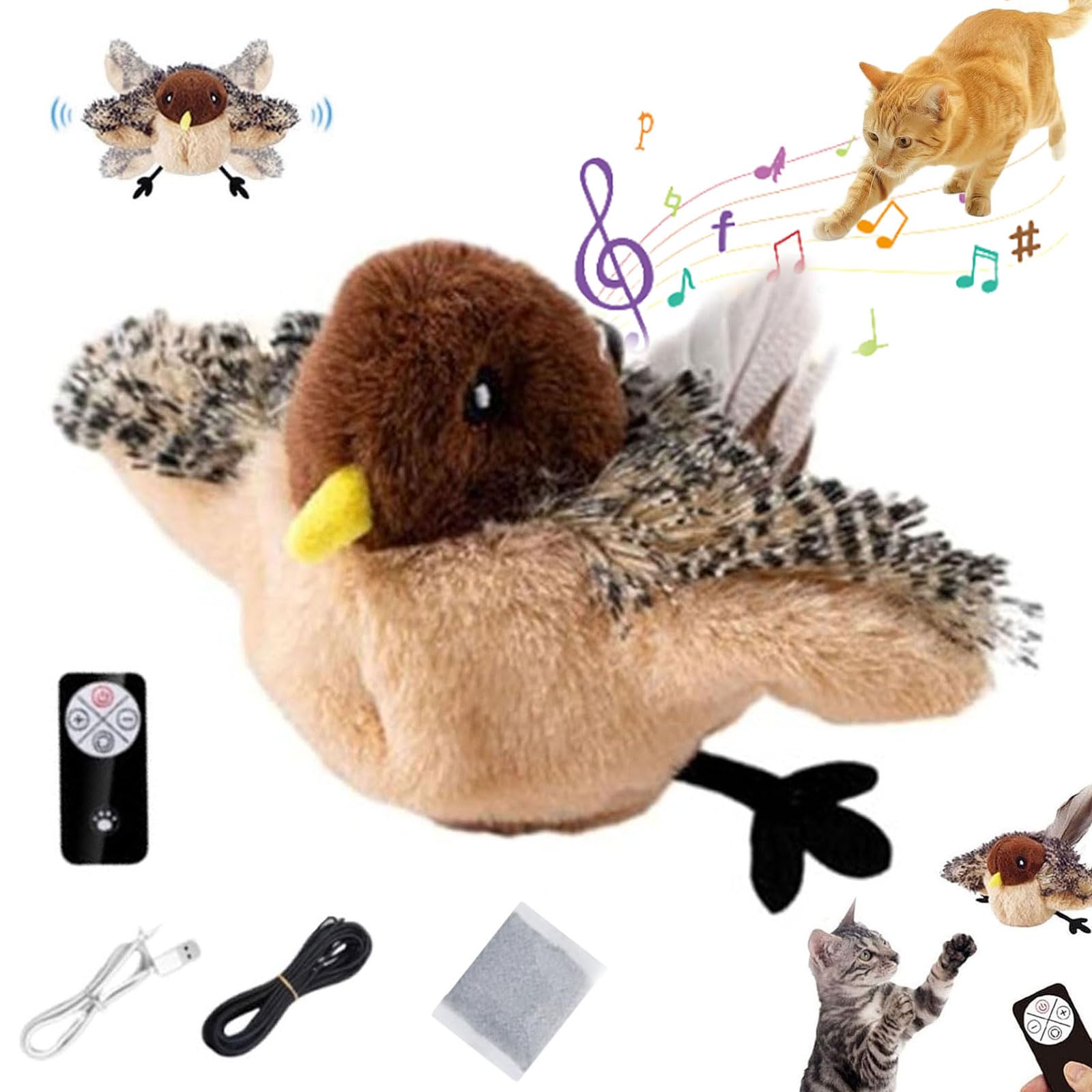 Bailconti flying bird toy chirping promotes active indoor play sessions.