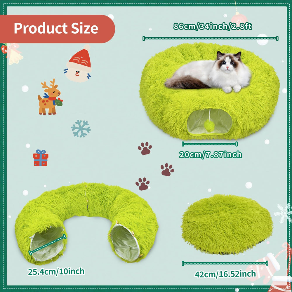 Bailiyake lime green cat tunnel plush design adds a festive, space-friendly play space.