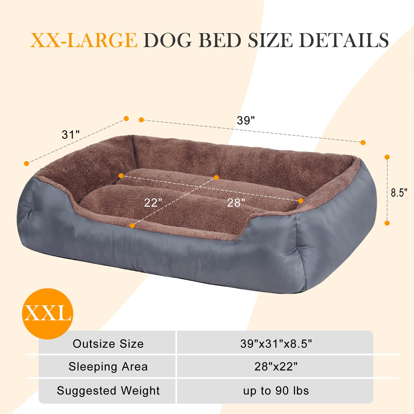 BAILARY dog bed with non-slip bottom keeps bed in place during play