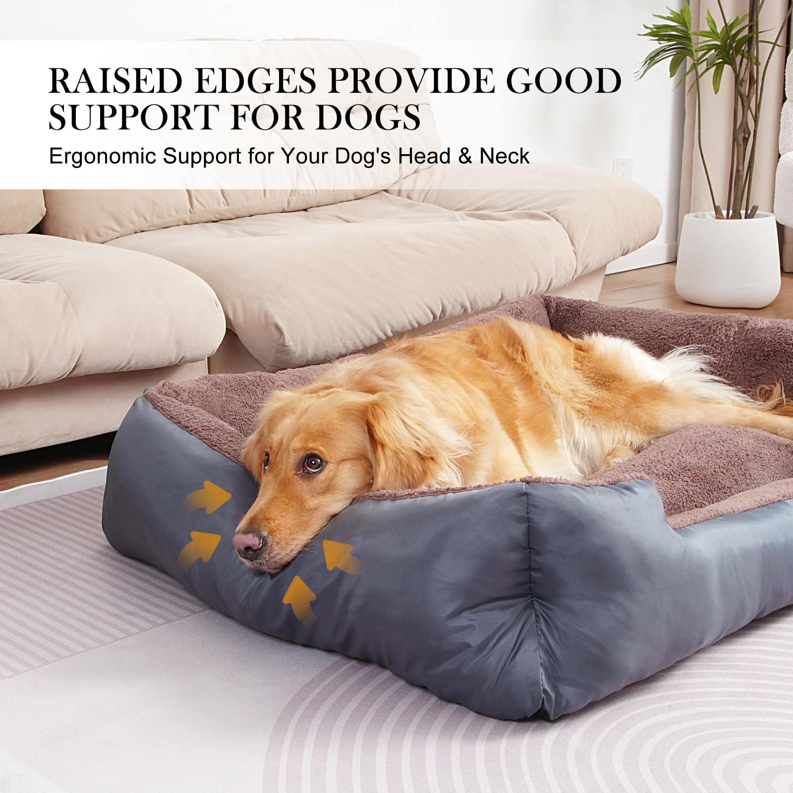 BAILARY dog bed features soft plush Sherpa surface for cozy naps