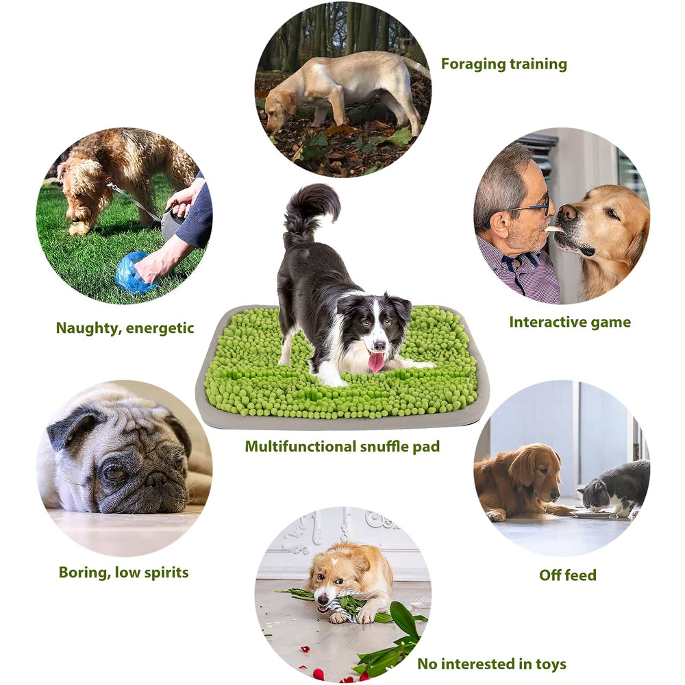 Bakumon Snuffle Mat with non-slip bottom keeps mat stable during foraging play.