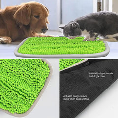 Bakumon Snuffle Mat uses soft chenille material for gentle nosework sessions.