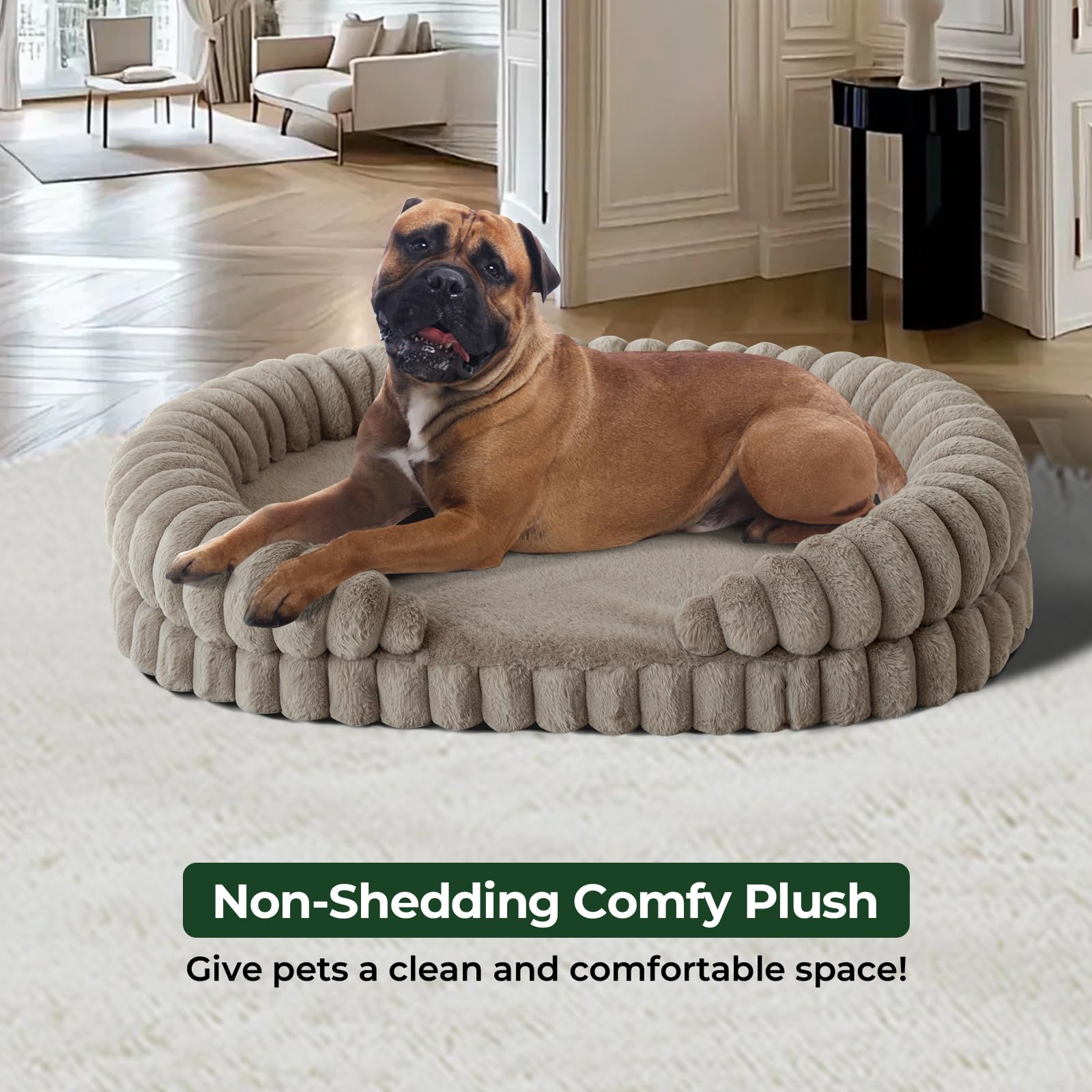 BALANCE Calming Dog Bed oval cushion emphasizes plush comfort and orthopedic foam