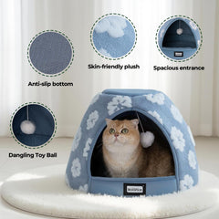 BALANCE Cat Bed blue anti-slip bottom keeps the bed in place on floors.