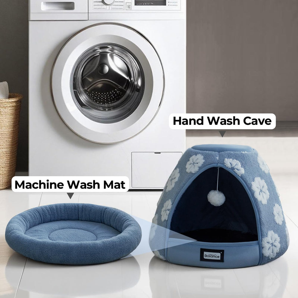 BALANCE Cat Bed blue care-friendly design with machine-washable inner mat