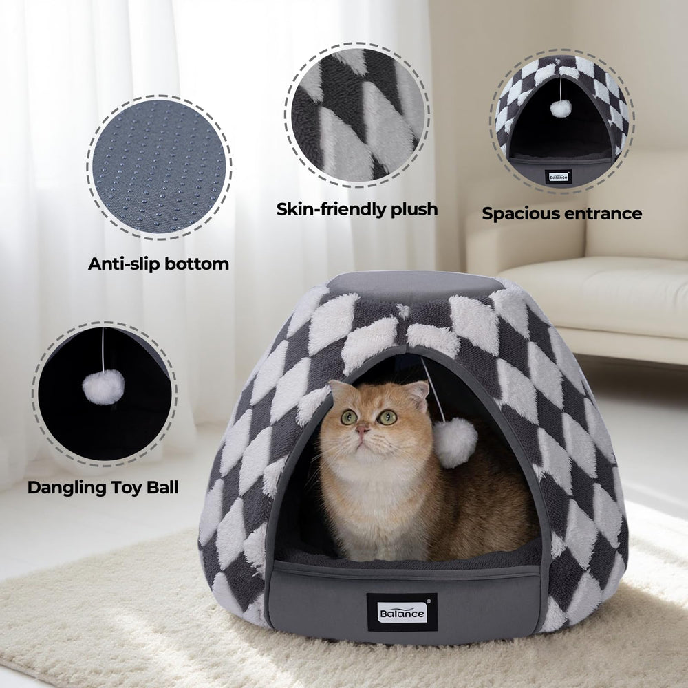 BALANCE cat bed cave anti-slip bottom keeps the bed stable on floors.