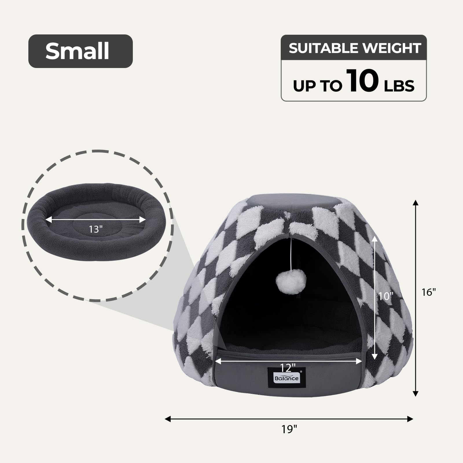 BALANCE cat bed jacquard-pattern exterior adds style and security.