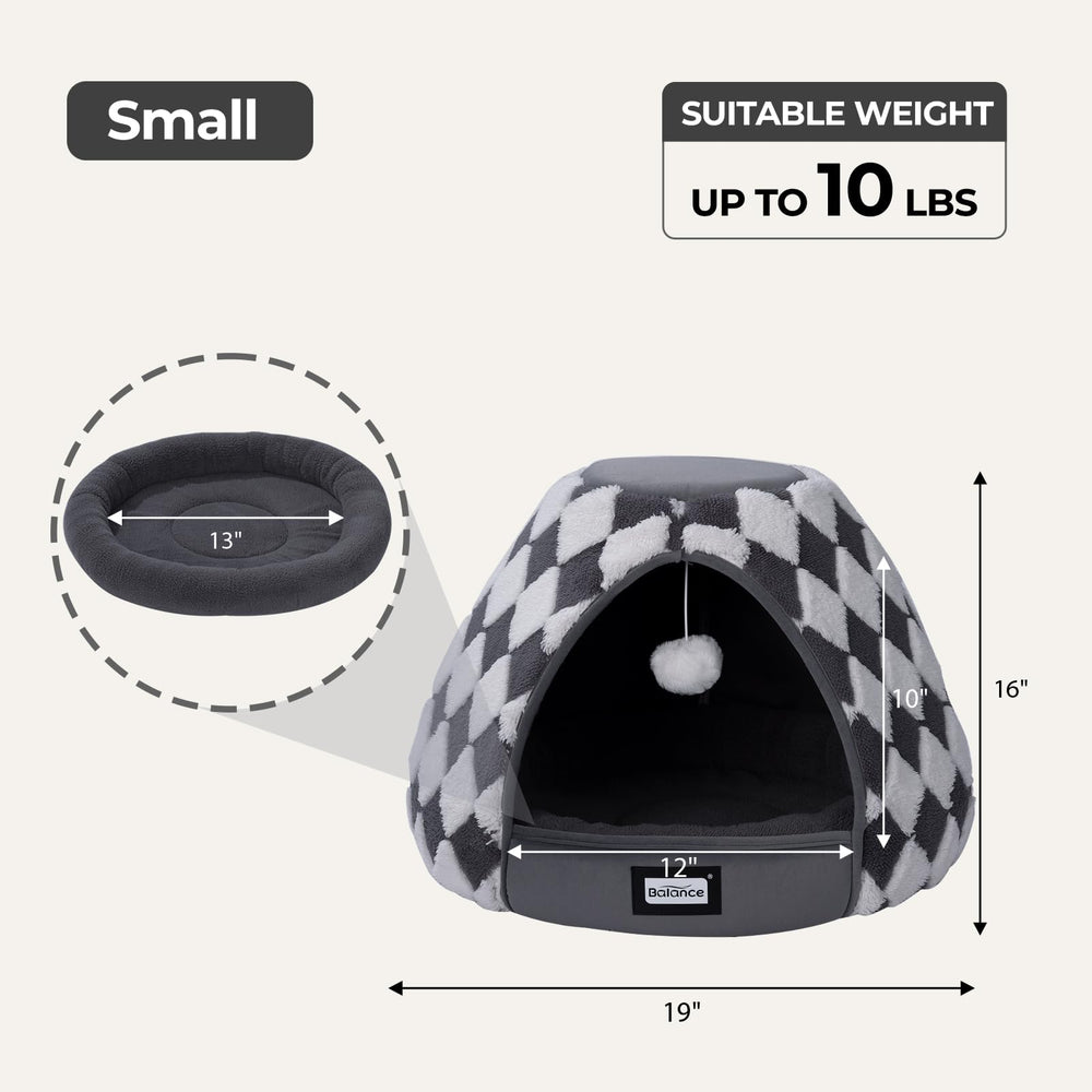 BALANCE cat bed jacquard-pattern exterior adds style and security.