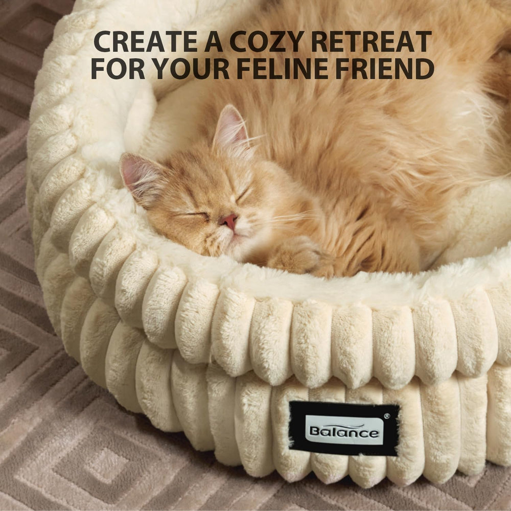 BALANCE cat bed non-shedding-milk-plush; keeps home cleaner with less fuzz