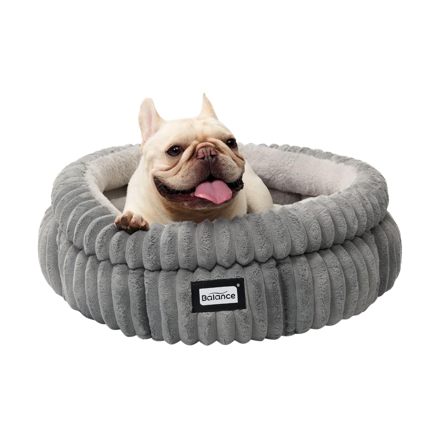 BALANCE cat bed round edge supports neck and head for cozy nesting.