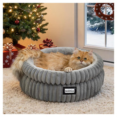 BALANCE cat bed round plush-faux-fur; cozy warmth for indoor cats