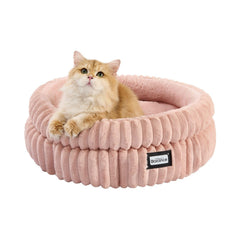 BALANCE cat bed round soft plush fabric delivers cozy warmth for indoor cats